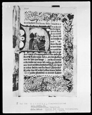 Niederländisches Gebetbuch — Initiale H mit David, Folio 105recto