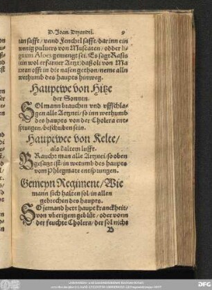 Gemeyn Regiment/ Wie mann sich halten sol/ in allen gebrechen des haupts.