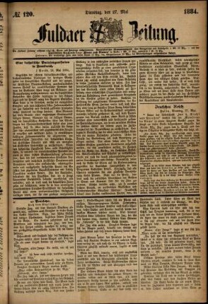 Ausgabe vom Dienstag, den 27. Mai 1884.