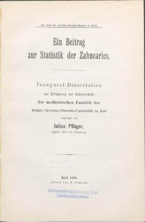 Ein Beitrag zur Statistik der Zahncaries