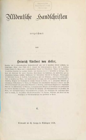 Altdeutsche Handschriften. 4