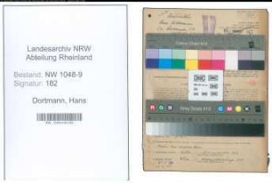 Entnazifizierung Hans Dortmann , geb. 27.03.1912 (Kaufmann)