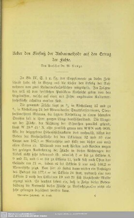 I.3 Ueber den Einfluß der Anbaumethode auf den Ertrag der Fichte
