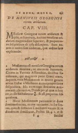 De Mensuris Georgicis rerum aridarum. Cap. VIII.