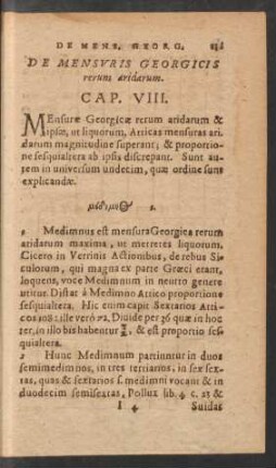 De Mensuris Georgicis rerum aridarum. Cap. VIII.