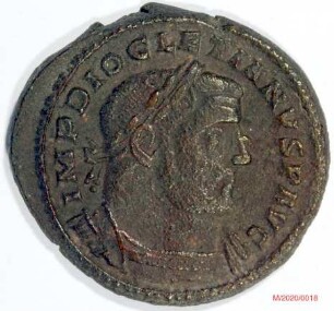 Römische Münze, Nominal Follis, Prägeherr Diocletian, Prägeort Trier, Original