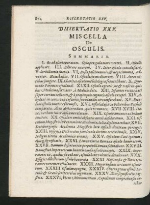 Dissertatio XXV. Miscella De Osculis.