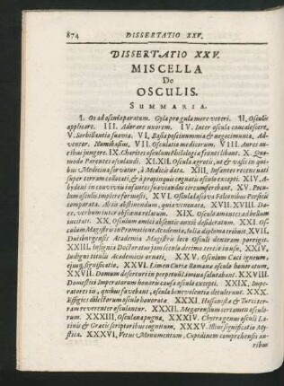 Dissertatio XXV. Miscella De Osculis.
