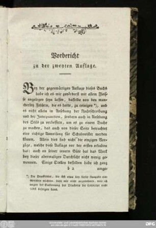 Vorbericht zu der zweyten Auflage.