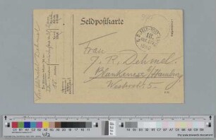 Postkarte an Ida Dehmel