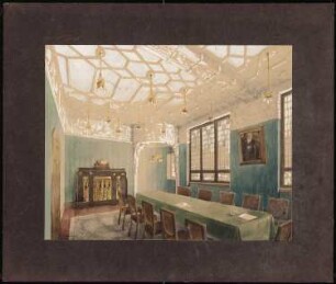Speisezimmer einer Villa: Perspektivische Ansicht des Speisezimmers einer Villa
