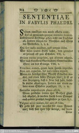 Sententiae In Fabulis Phaedri