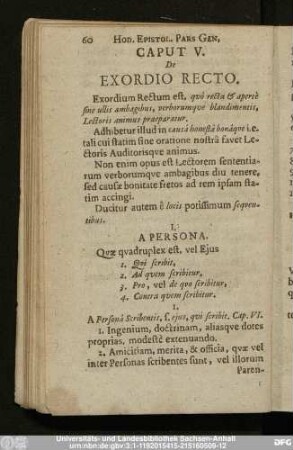 Caput V. De Exordio Recto.