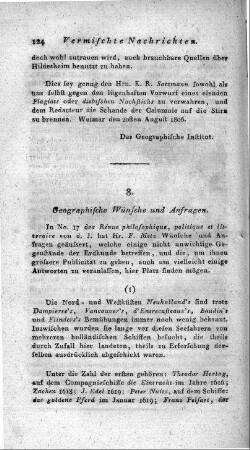 Geographische Wünsche und Anfragen