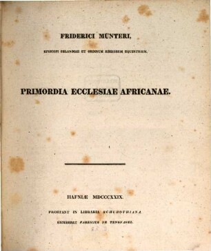 Primordia Ecclesiae Africanae