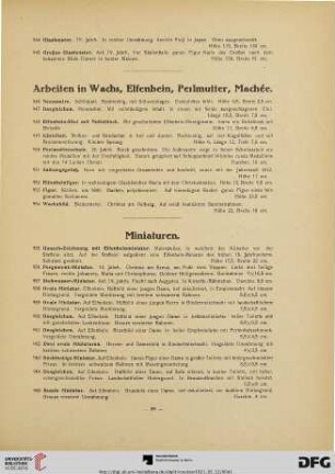 Arbeiten in Wachs, Elfenbein, Perlmutter, Machée. Miniaturen (Nr. 946-965)