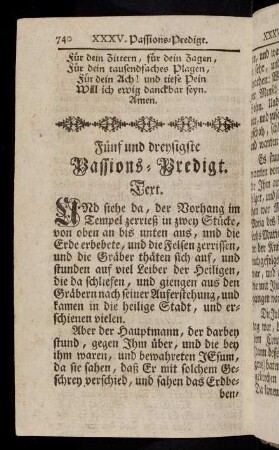 740-747, Fünf und dreysigste Passions-Predigt