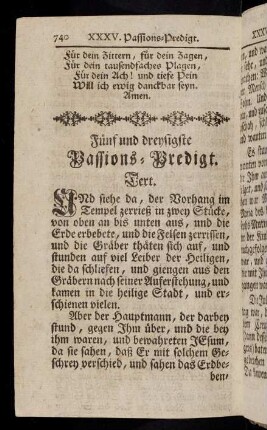 740-747, Fünf und dreysigste Passions-Predigt