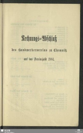 Rechnungs-Abschluß des Handwerkervereins zu Chemnitz auf das Vereinsjahr 1884