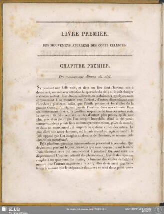 Livre Premier. Des Mouvemens Apparens Des Corps Célestes