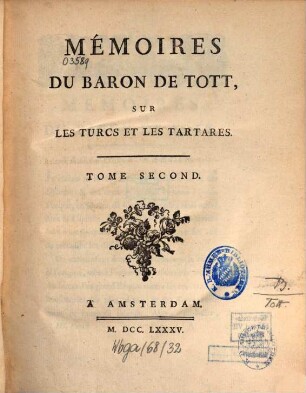 Mémoires du Baron de Tott sur les Turcs et les Tartares, 2