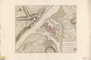 Stadtplan von Koblenz, ca. 1:7 300, kolor. Kupferst., 1781