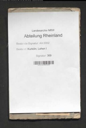 Index zu einem Verzeichnis der unter Kurfürst Ferdinand (1612- 1650) empfangenen erzstiftischen Lehen,
