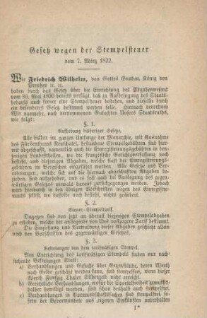 Gesetz wegen der Stempelsteuer.