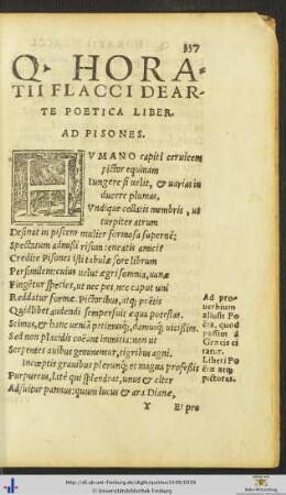 QUINTI HORATII FLACCI DE ARTE POETICA LIBER