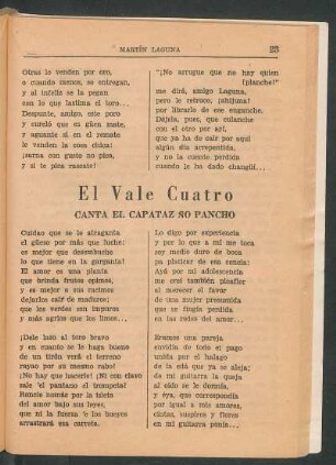 El vale cuatro : Canta el capatáz ño Pancho