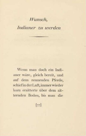 Wunsch, Indianer zu werden