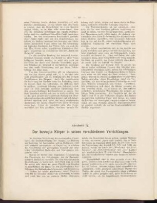 Abschnitt IV. Der bewegte Körper in seinen verschiedenen Verrichtungen.