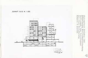 Wohnbebauung, Berlin-Charlottenburg (Diplomarbeit bei Peter Poelzig): Schnitt 1:200