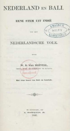 Nederland en Bali : eene stem uit Indië tot het Nederlandsche volk