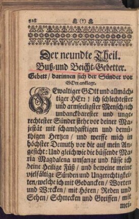 Der neundte Theil. Buß- und Beicht-Gebetter