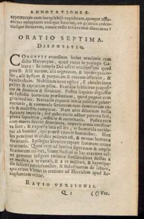 Oratio Septima. Dispositio.