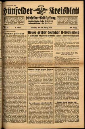 Erste Ausgabe vom Freitag, den 13. März 1942.