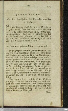 Zehntes Kapitel. Ueber die Krankheiten der Gewächse und deren Heilung