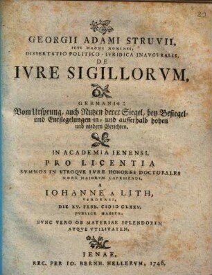 Diss. iur. inaug. de iure sigillorum