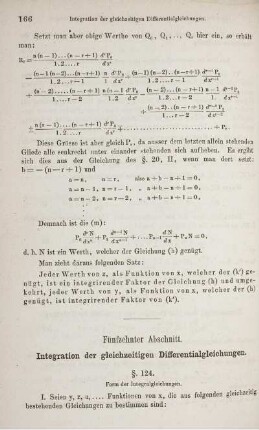 Fünfzehnter Abschnitt. Integration der gleichzeitigen Differentialgleichungen.