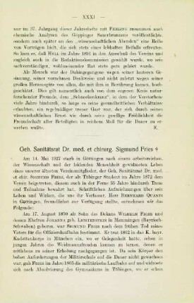 Geh. Sanitätsrat Dr. med. et chirurg. Sigmund Fries ✝