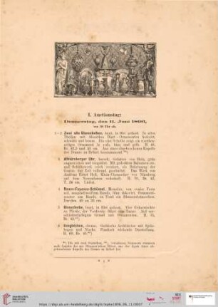 I. Auctionstag: Donnerstag, den 11. Juni 1896, von 10 Uhr ab (Nr. 1 - 154)