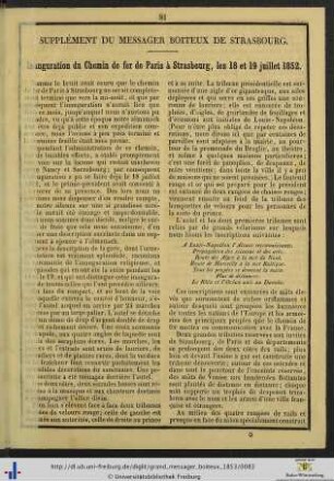 Supplément du Messager Boiteux de Strasbourg.