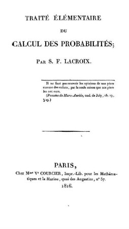 Traité élémentaire du calcul des probabilités