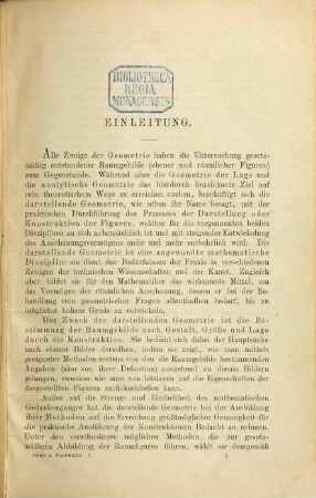 Lehrbuch der darstellenden Geometrie : in drei Bänden, 1