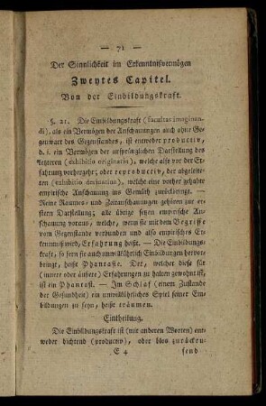 [Vierter Abschnitt.] Von der Einbildungskraft.