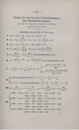 ÉTUDE SUR UNE NOUVELLE TRANSFORMATION.