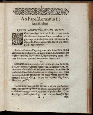 An Papa Romanus sit Antichristus?