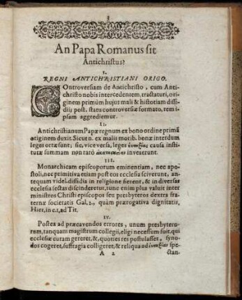 An Papa Romanus sit Antichristus?