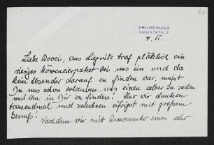 Brief von Brigitte Bermann Fischer an Margarete Hauptmann